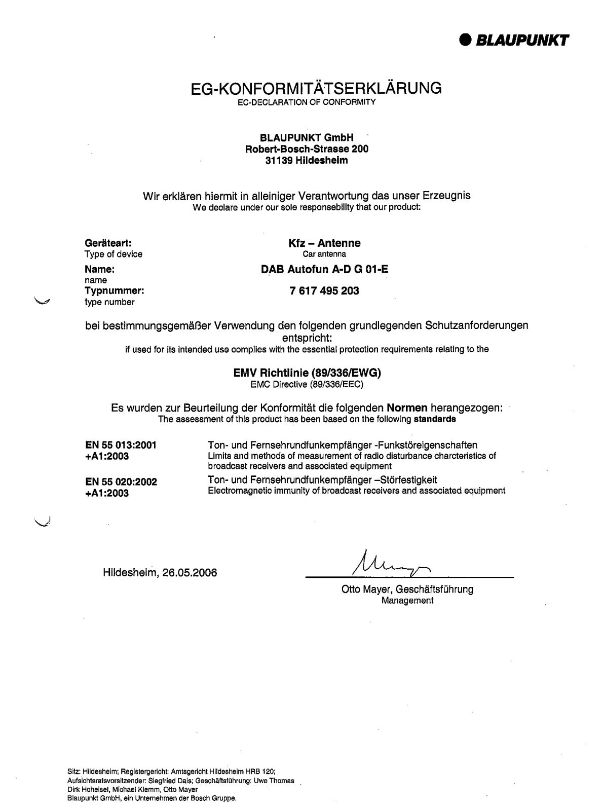 Blaupunkt A-D G 01-E User Manual