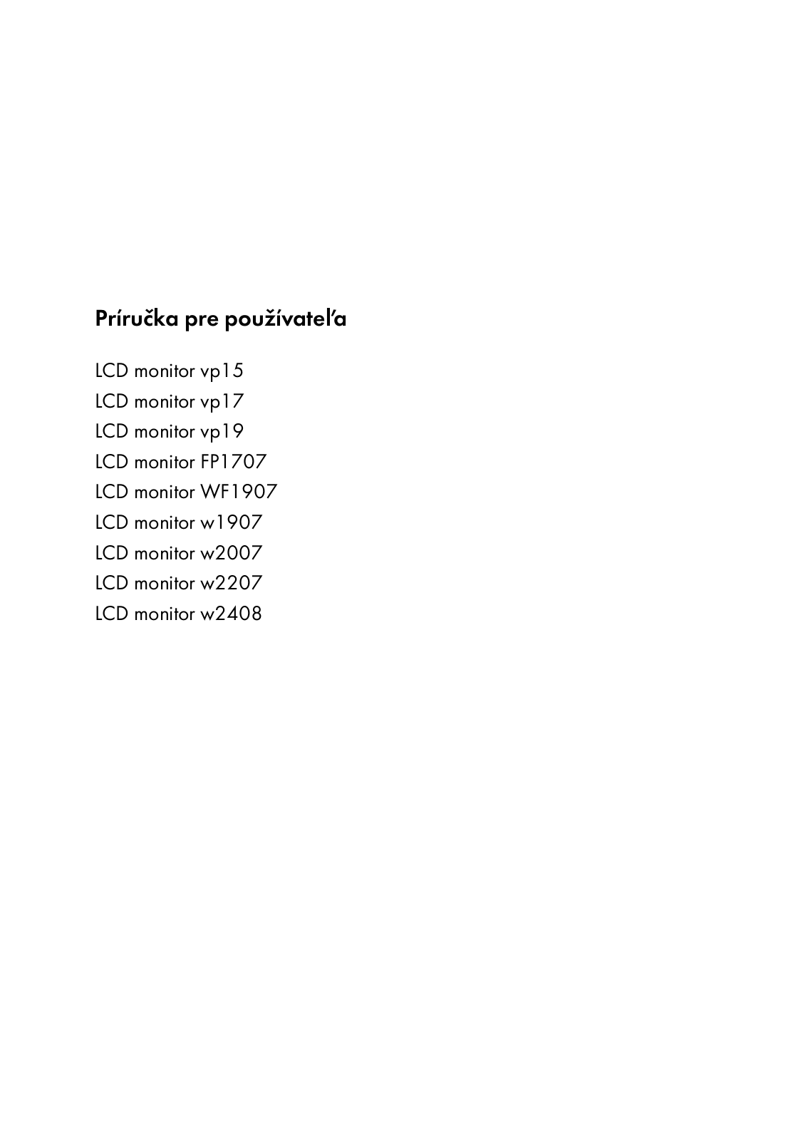 Hp vp15, vp17, vp19, FP1707, WF1907 SETUP POSTER