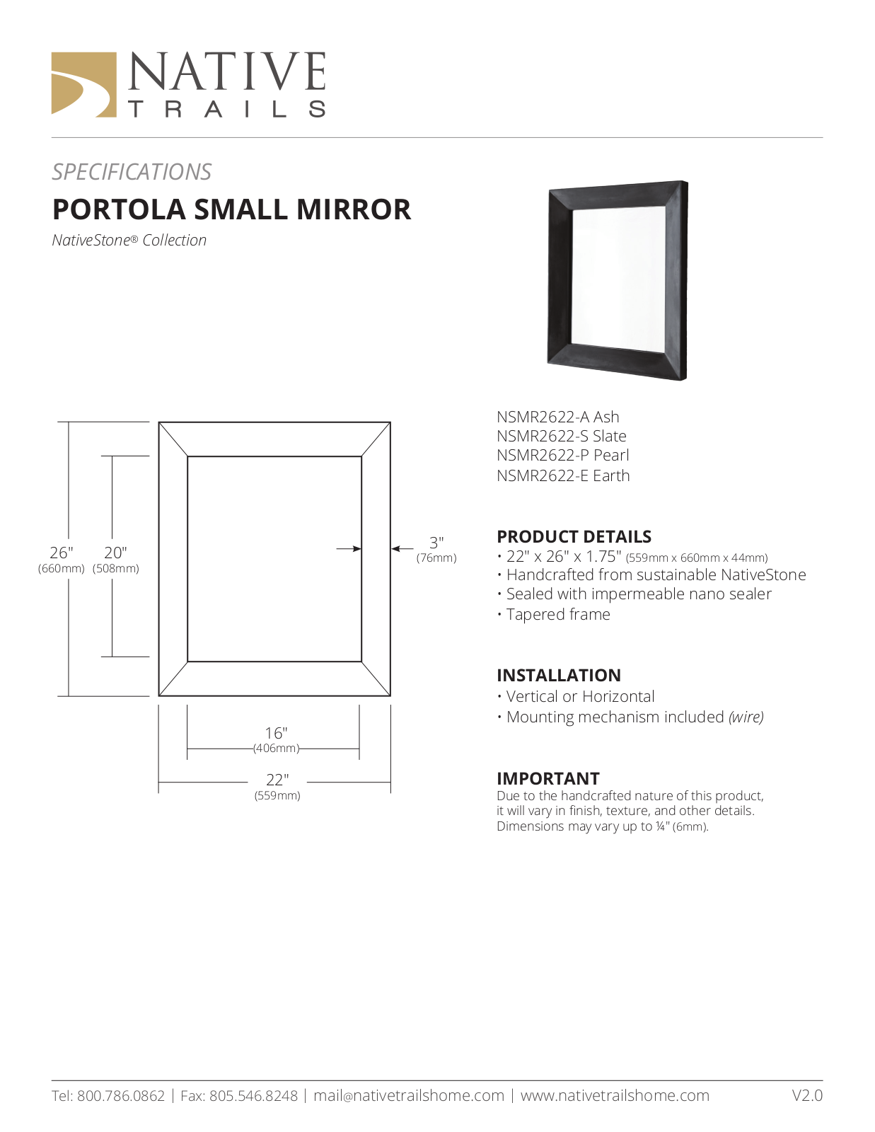 Native Trails XNT1654 Specifications - ManualMachine.com
