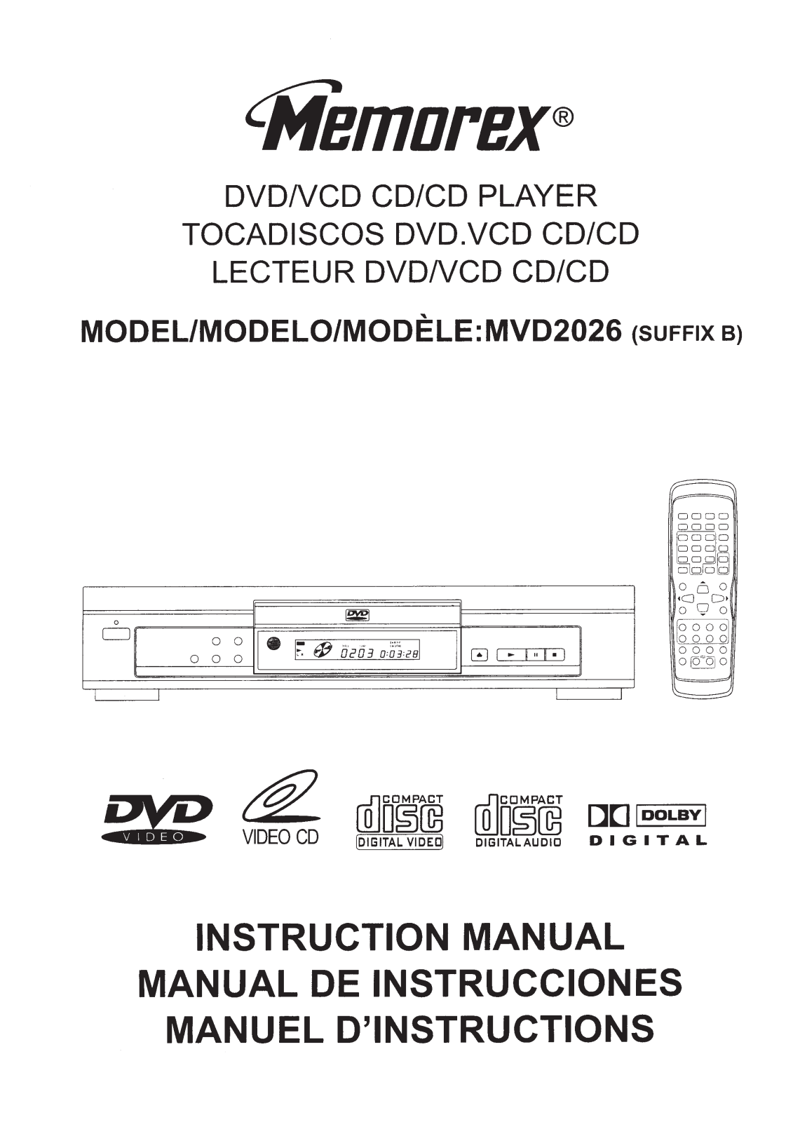 Memorex MVD2026 User Manual