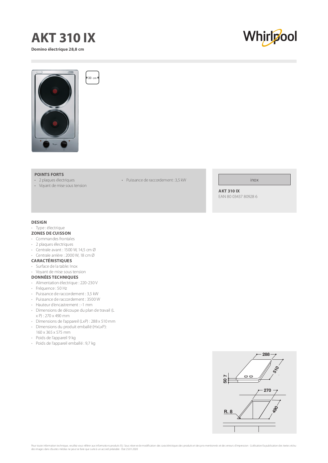 Whirlpool AKT 310 IX Product information