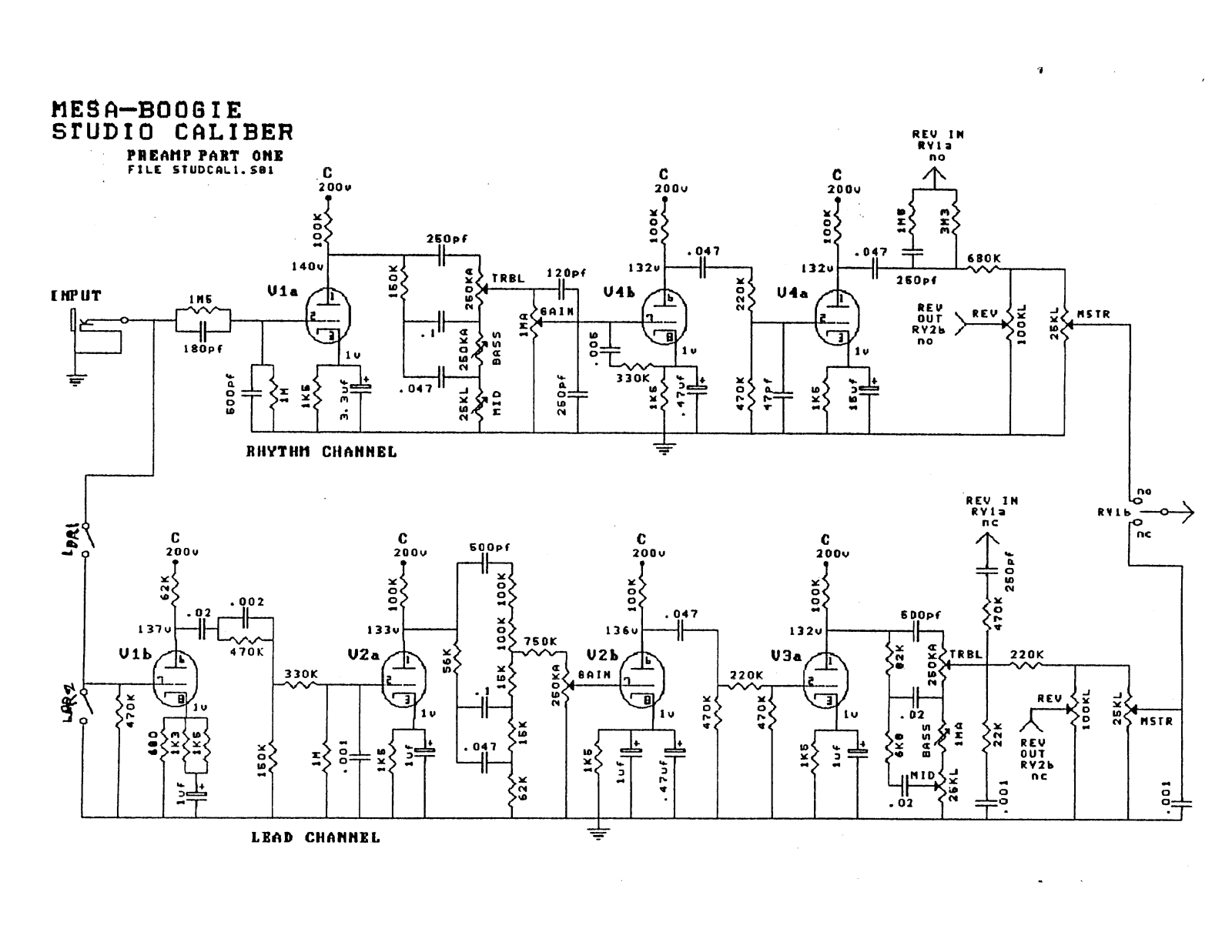 Mesa Boogie studio caliber dc2 schematic