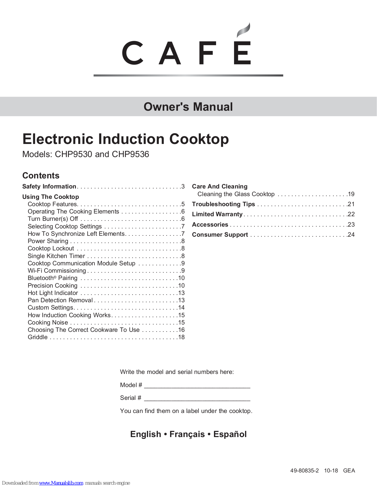 Cafe CHP9530, CHP9536 Owner's Manual