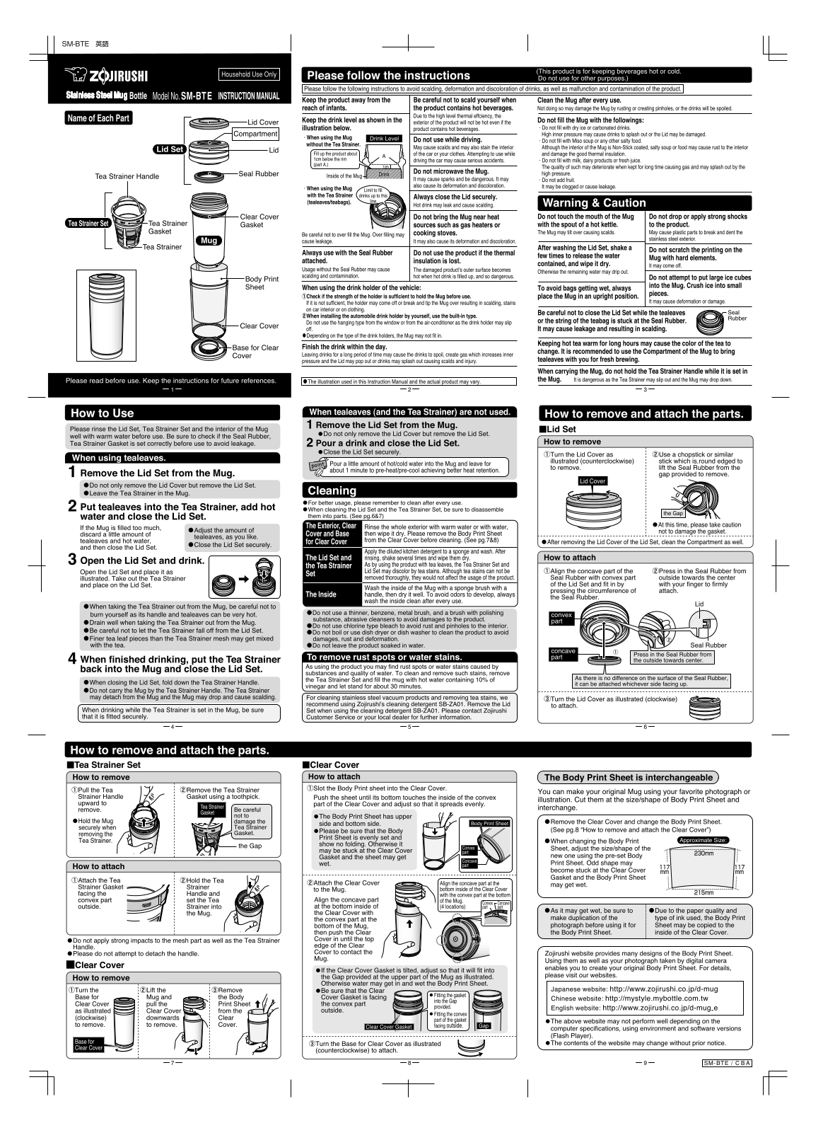 Zojirushi SM-BTE Installation  Manual