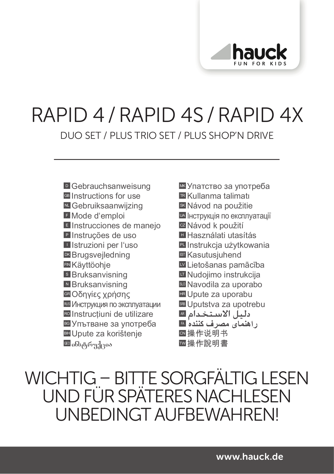 Hauck Rapid 4 Plus Trio Service Manual