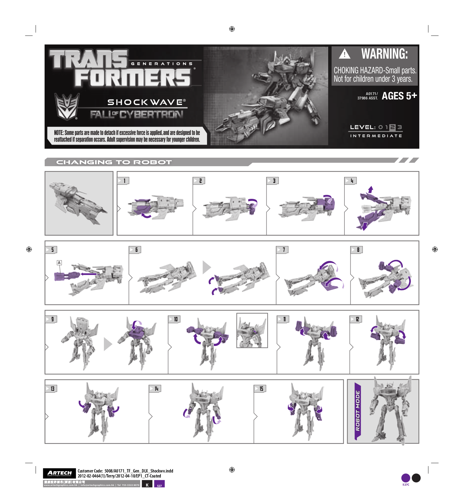 HASBRO Transformers Fall of Cybertron Shockwave User Manual