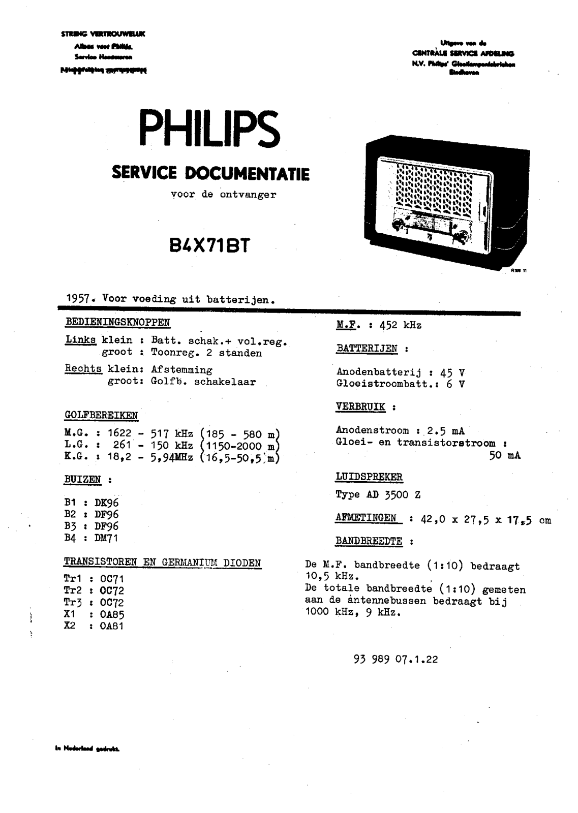 Philips B-4-X-71-BT Service Manual