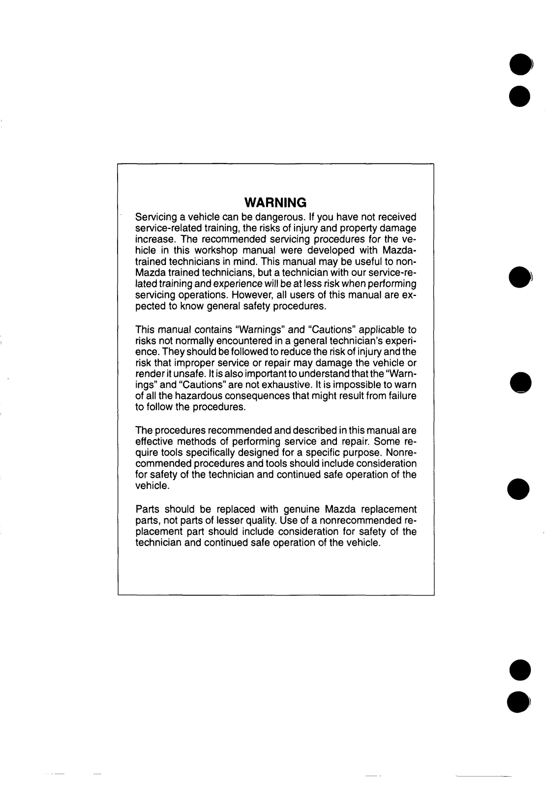 Mazda MX-5 1995 User Manual