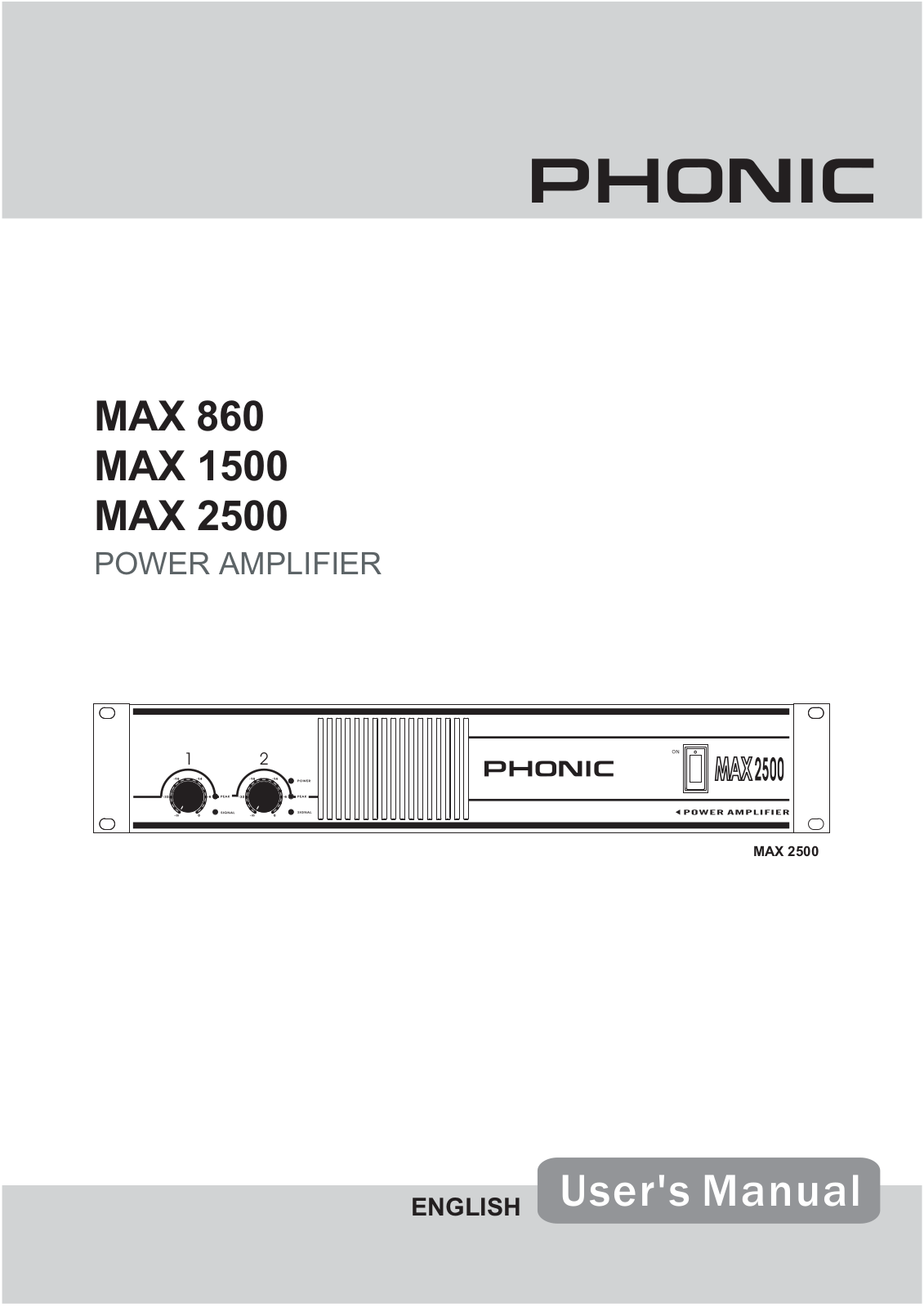 Phonic MAX 860, MAX 1500, MAX 2500 User’s Manual