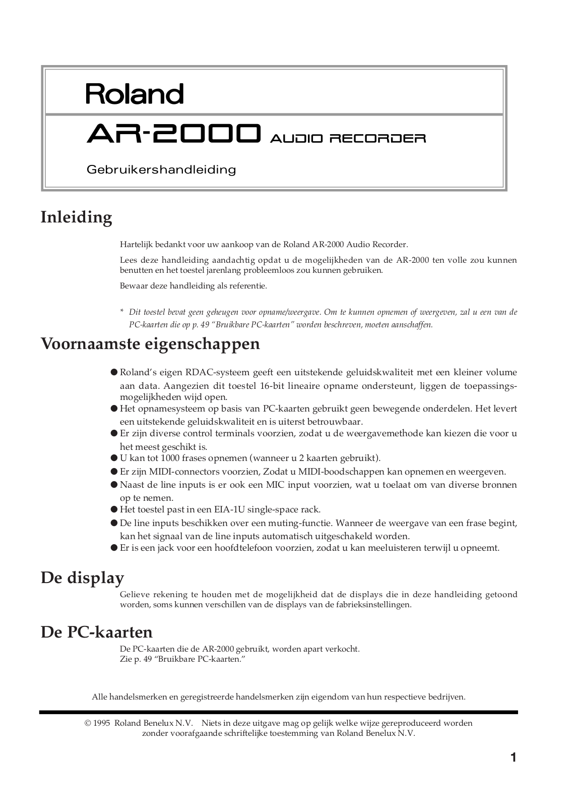 Roland AR-2000 MIDI IMPLEMENTATION