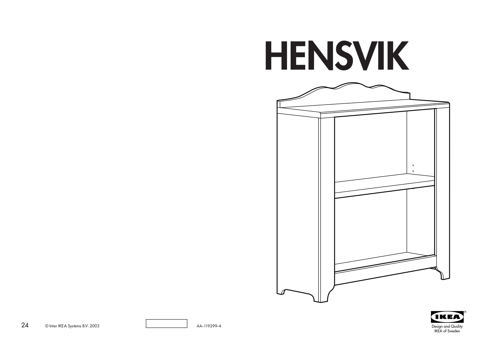 IKEA HENSVIK BOOKCASE 27X37 Assembly Instruction