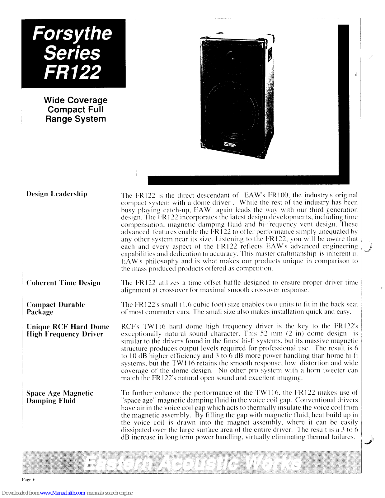 EAW FR122 Specifications