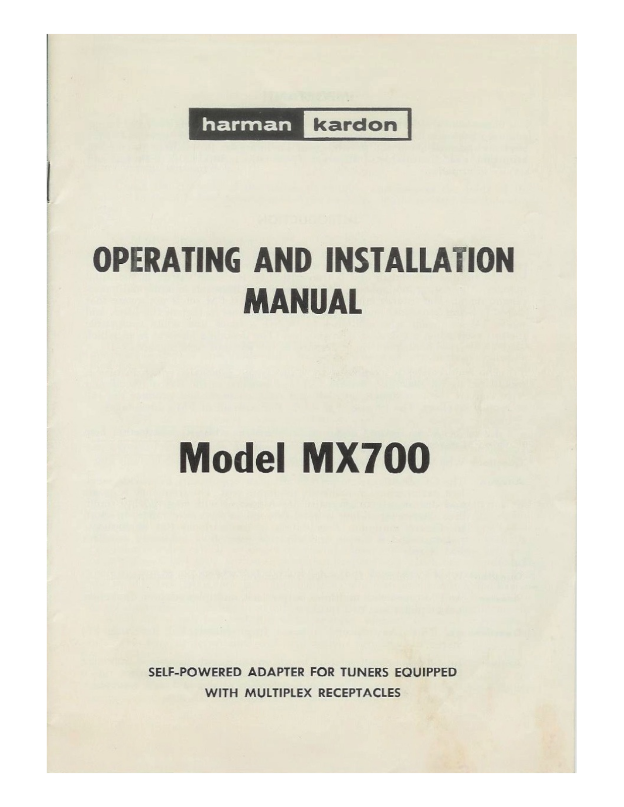 Harman Kardon MX-700 Schematic