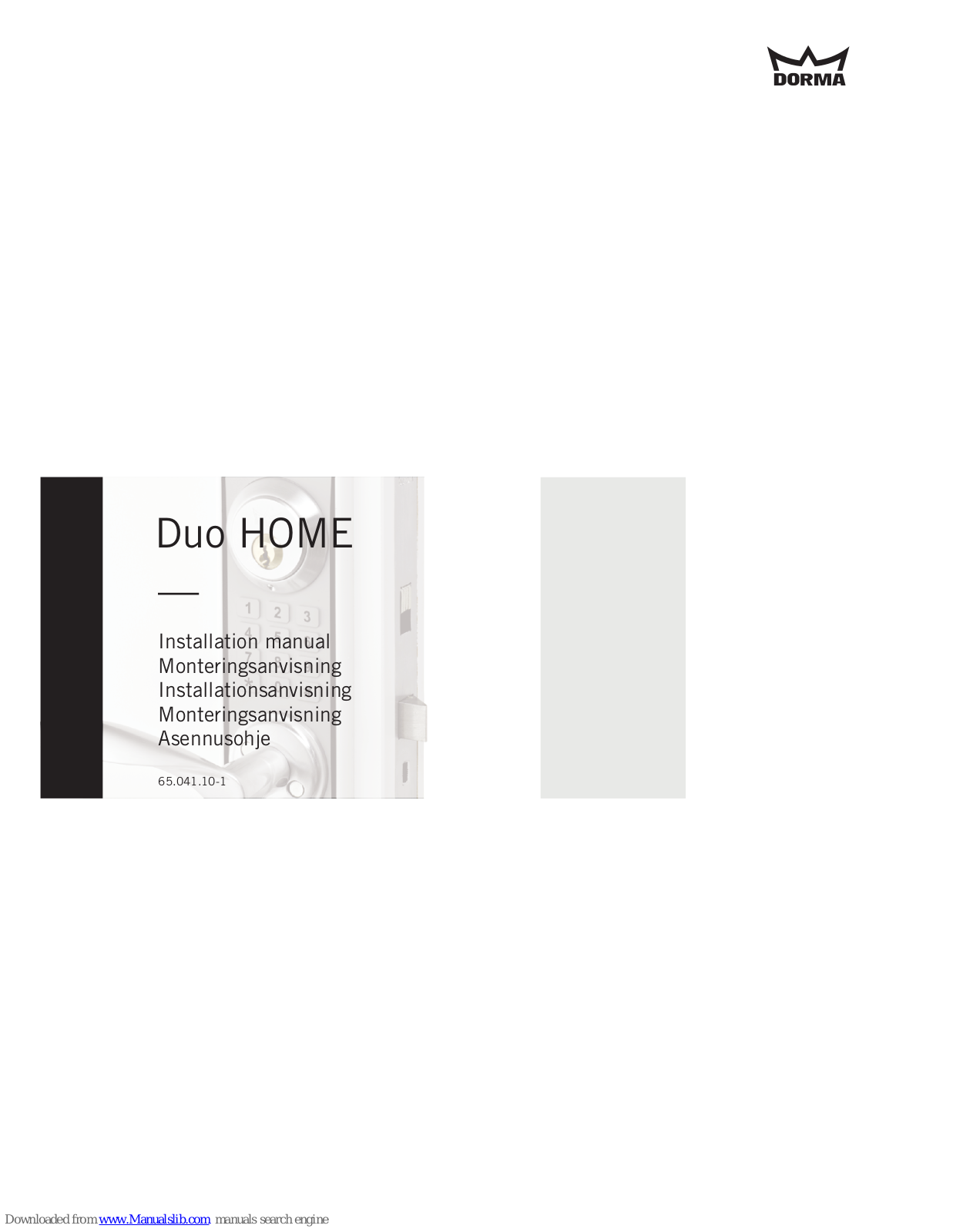 Dorma Duo HOME, Duo OFFICE 710, Duo OFFICE 712 Installation Manual - ManualMachine.com