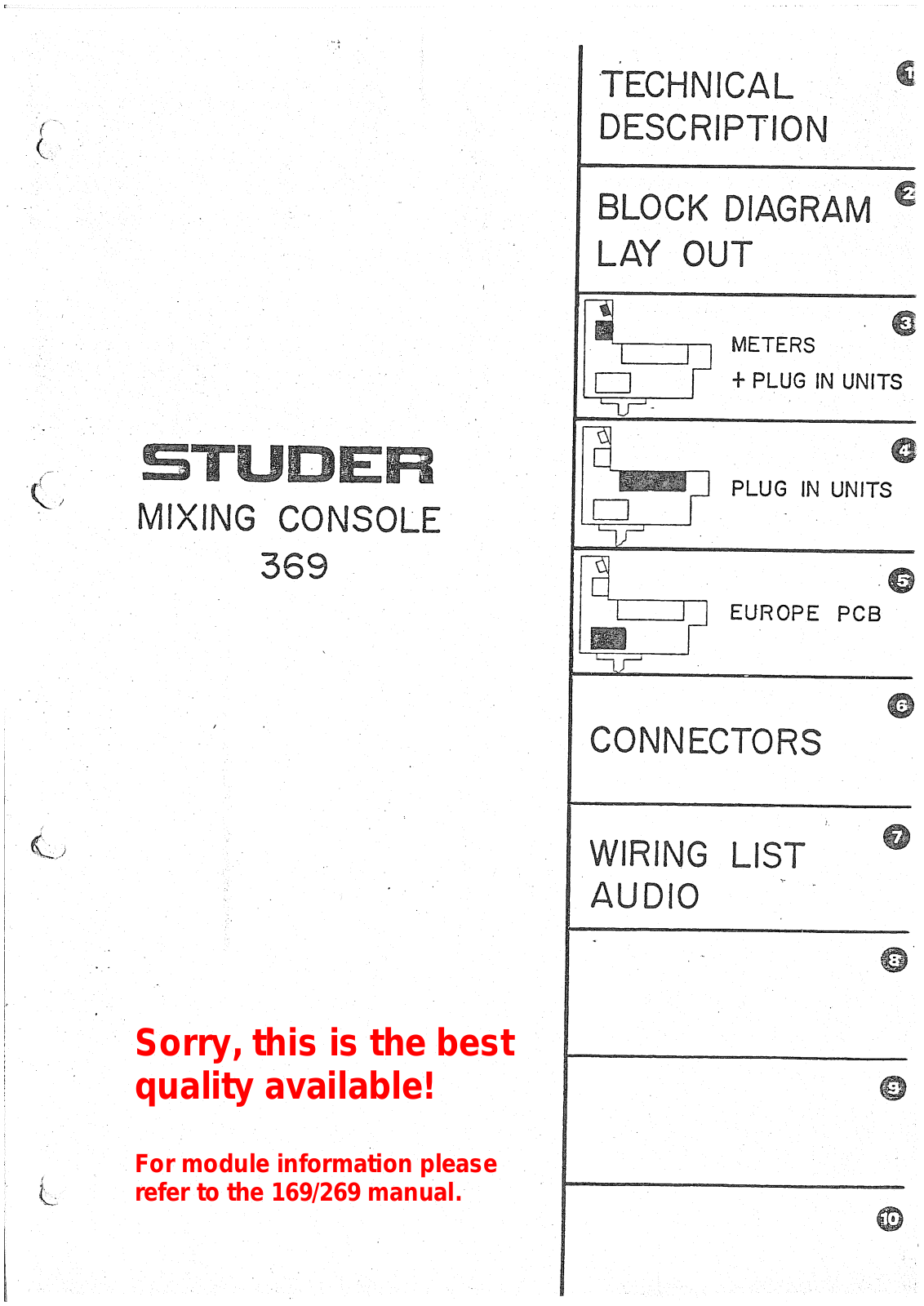 Studer 369 Service manual