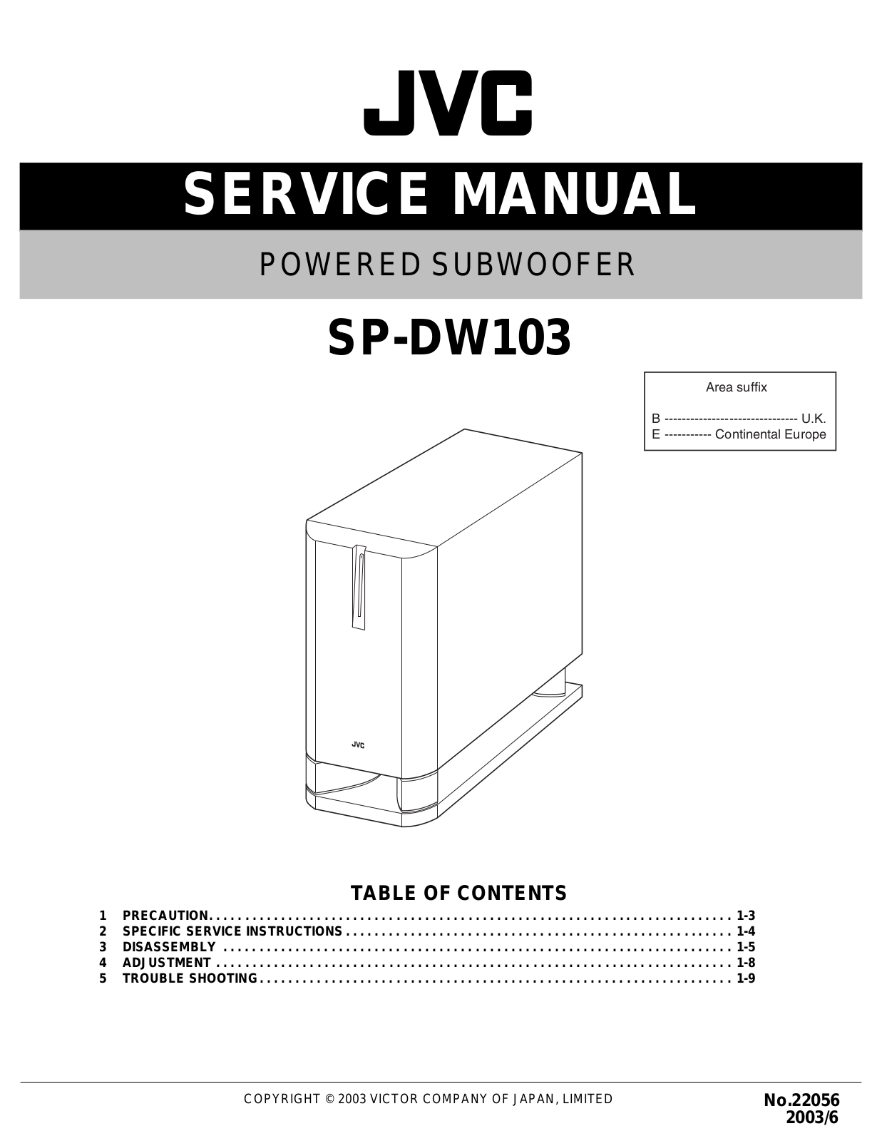 Jvc SP-DW103 Service Manual