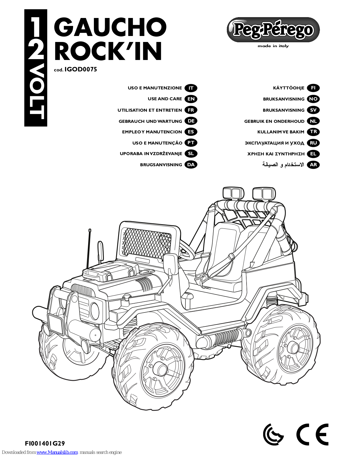 Peg-Perego GAUCHO ROCK’IN IGOD0075 Use And Care Manual