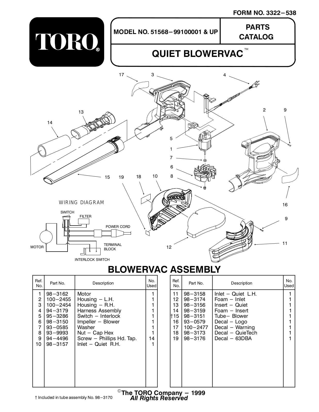 Toro 51568 Parts Catalogue