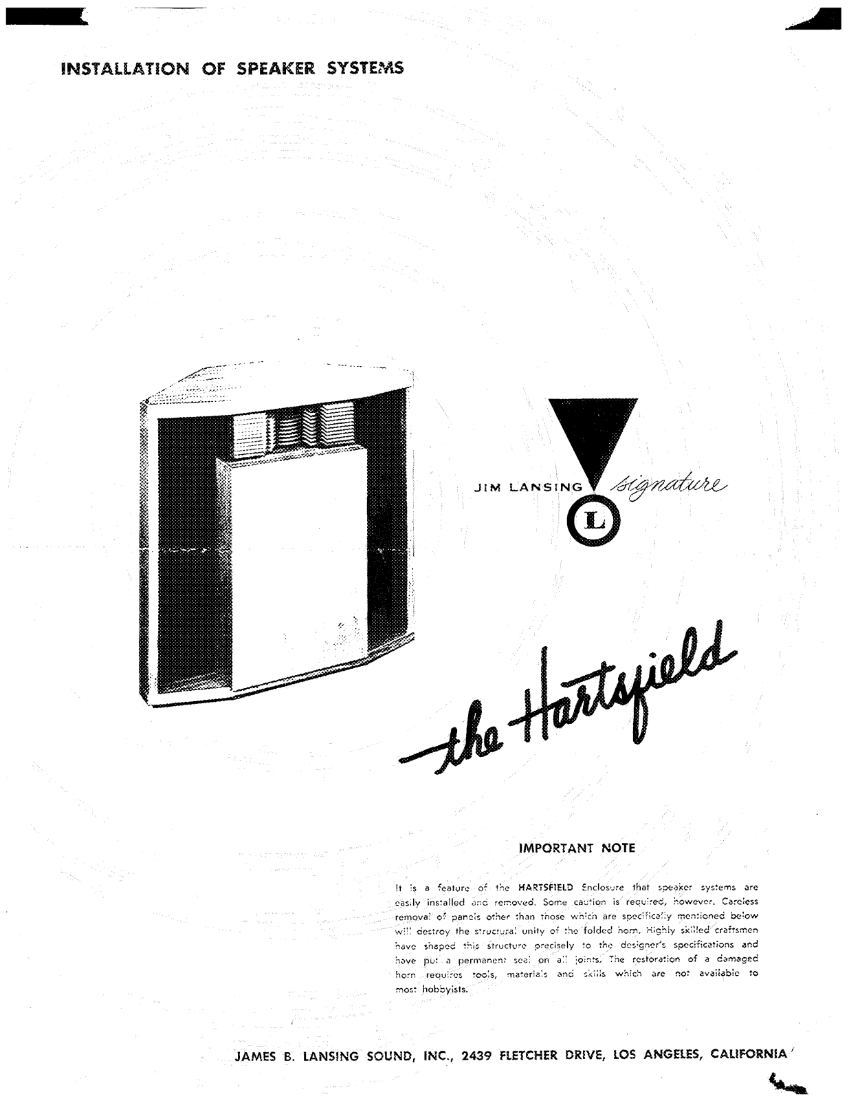 JBL HARTSFIELD D30085 User Manual