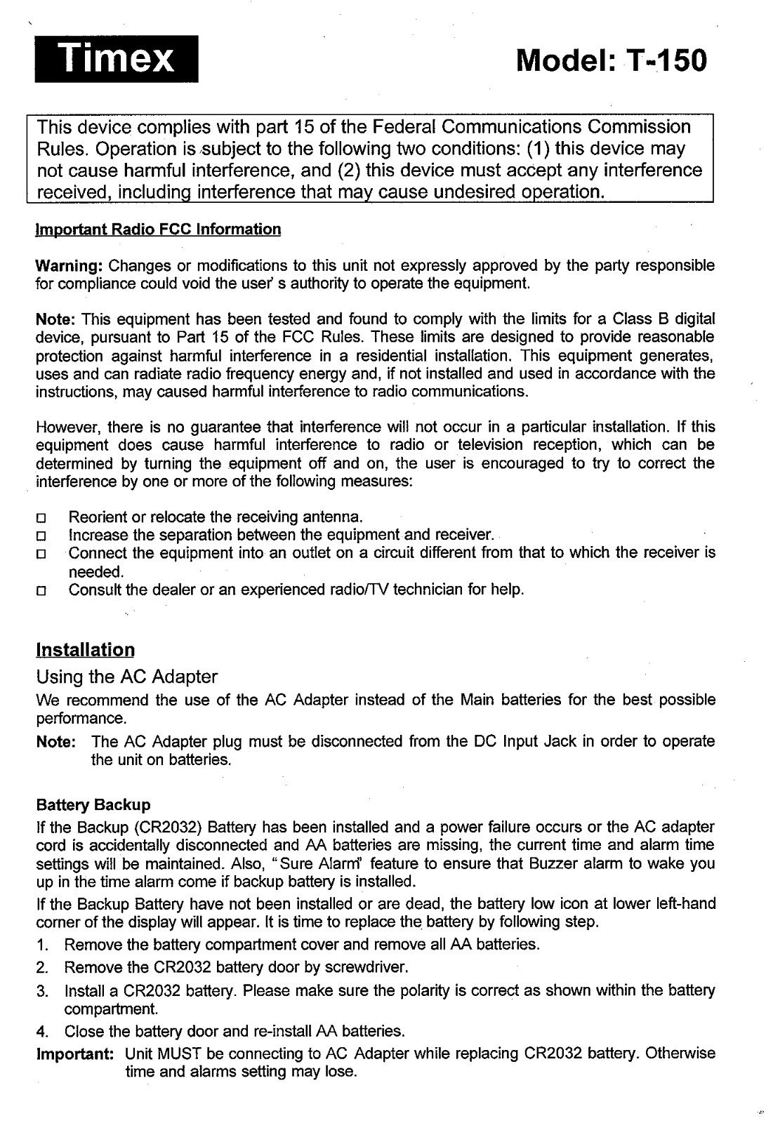 SDI Technologies T150 User Manual