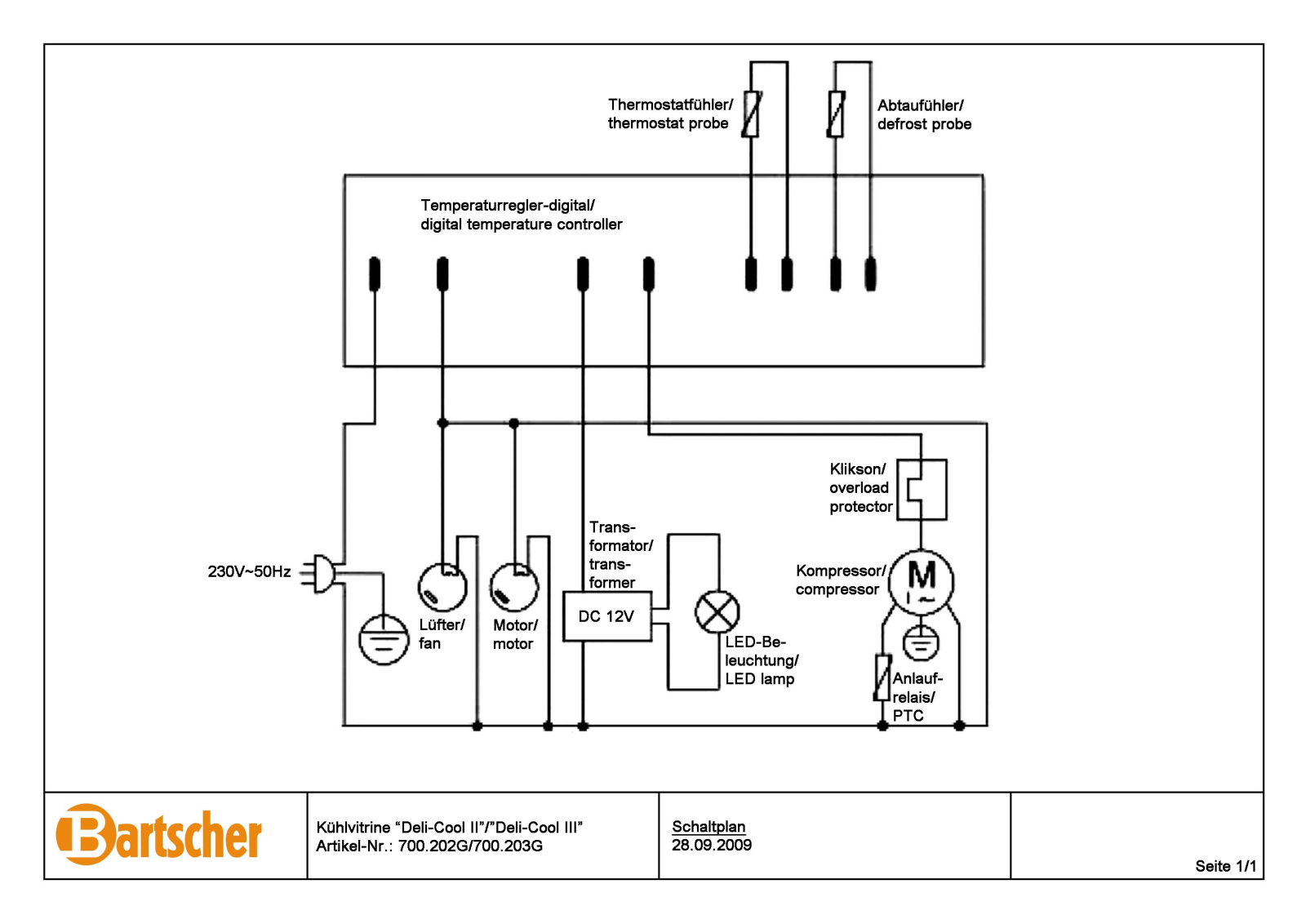 Bartscher 700203G, 700202G Schematic