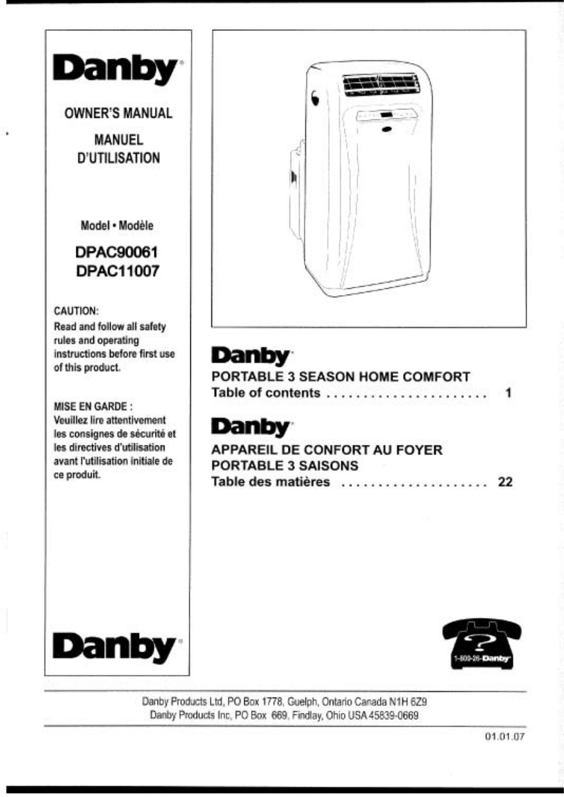 Danby DPAC11007, DPAC90061 User Manual