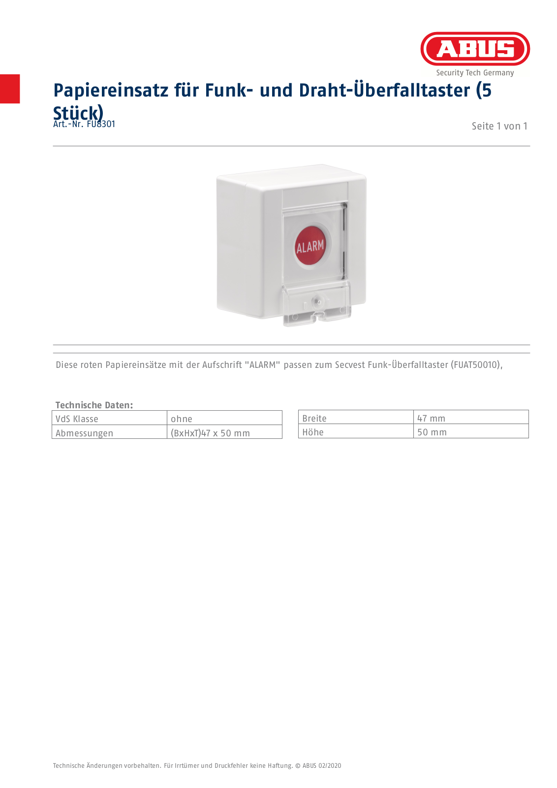 ABUS FU8301 Service Manual