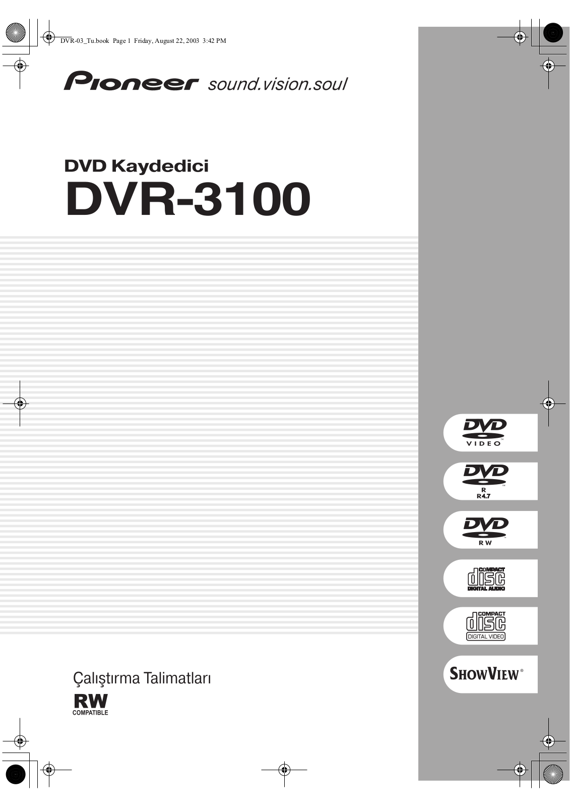 Pioneer DVR-3100-S User manual