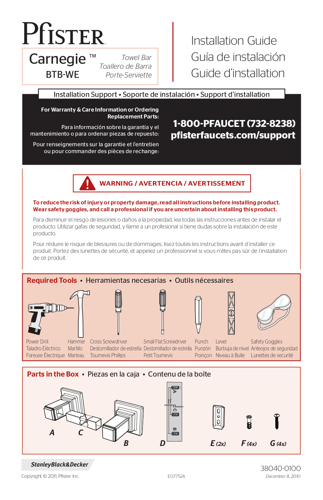 Pfister BTB-WE1K User Manual