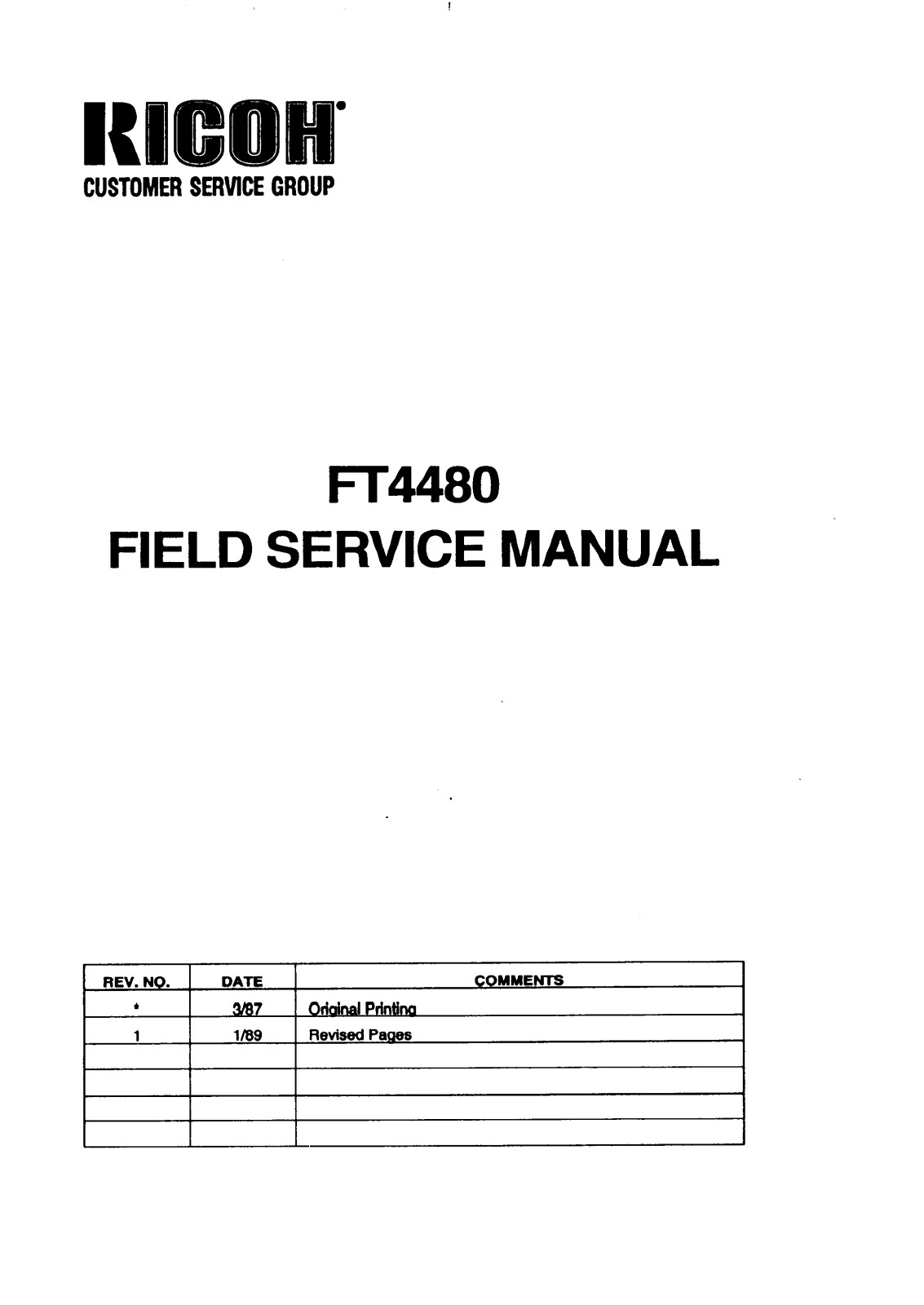 Ricoh FT 4480 Service Manual