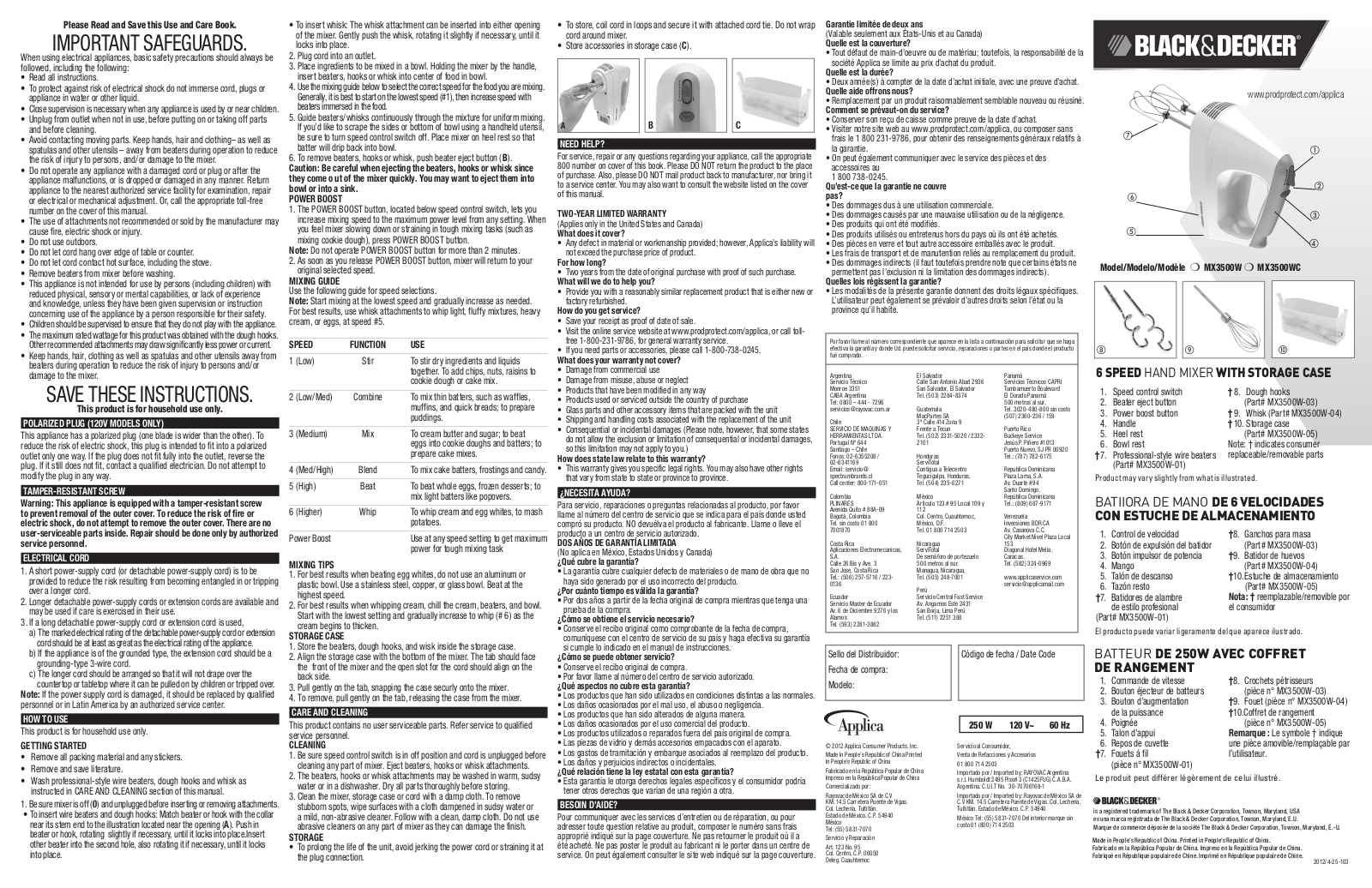 Black & Decker MX3500W, MX3500WC User Manual