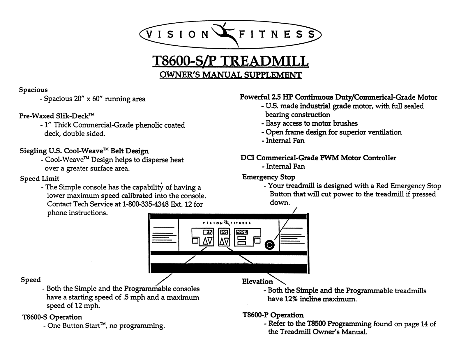 Vision Fitness T8600S-S-P User Manual