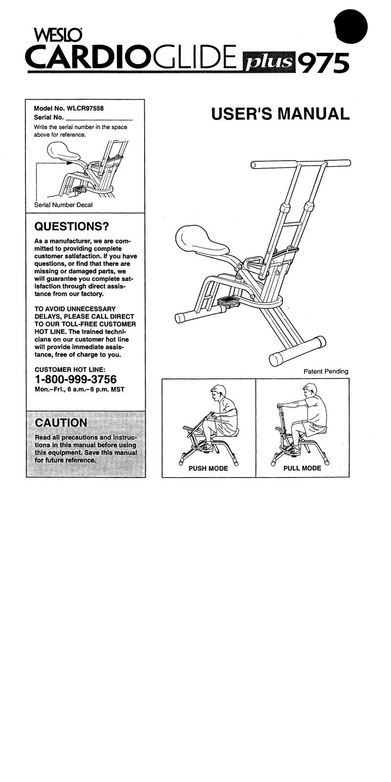 Weslo WLCR97558 Owner's Manual