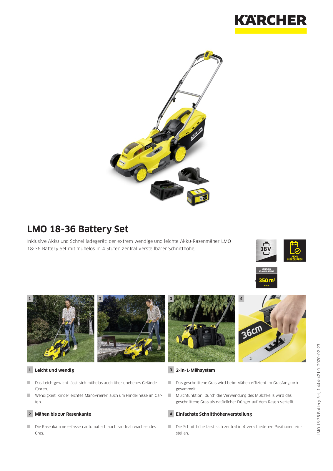 Kärcher LMO 18-36 Battery Technical data