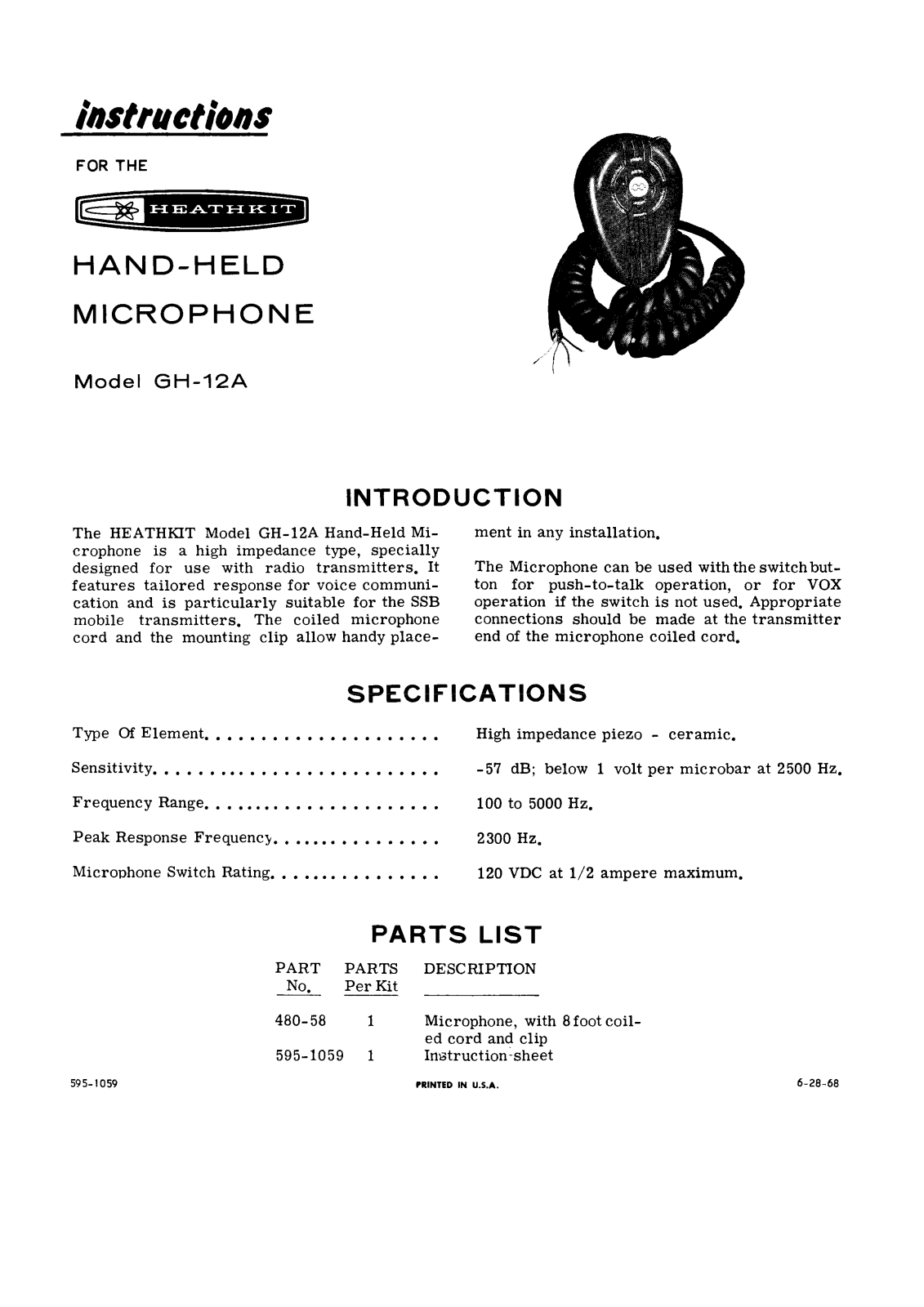 Heathkit GH-12A Schematic