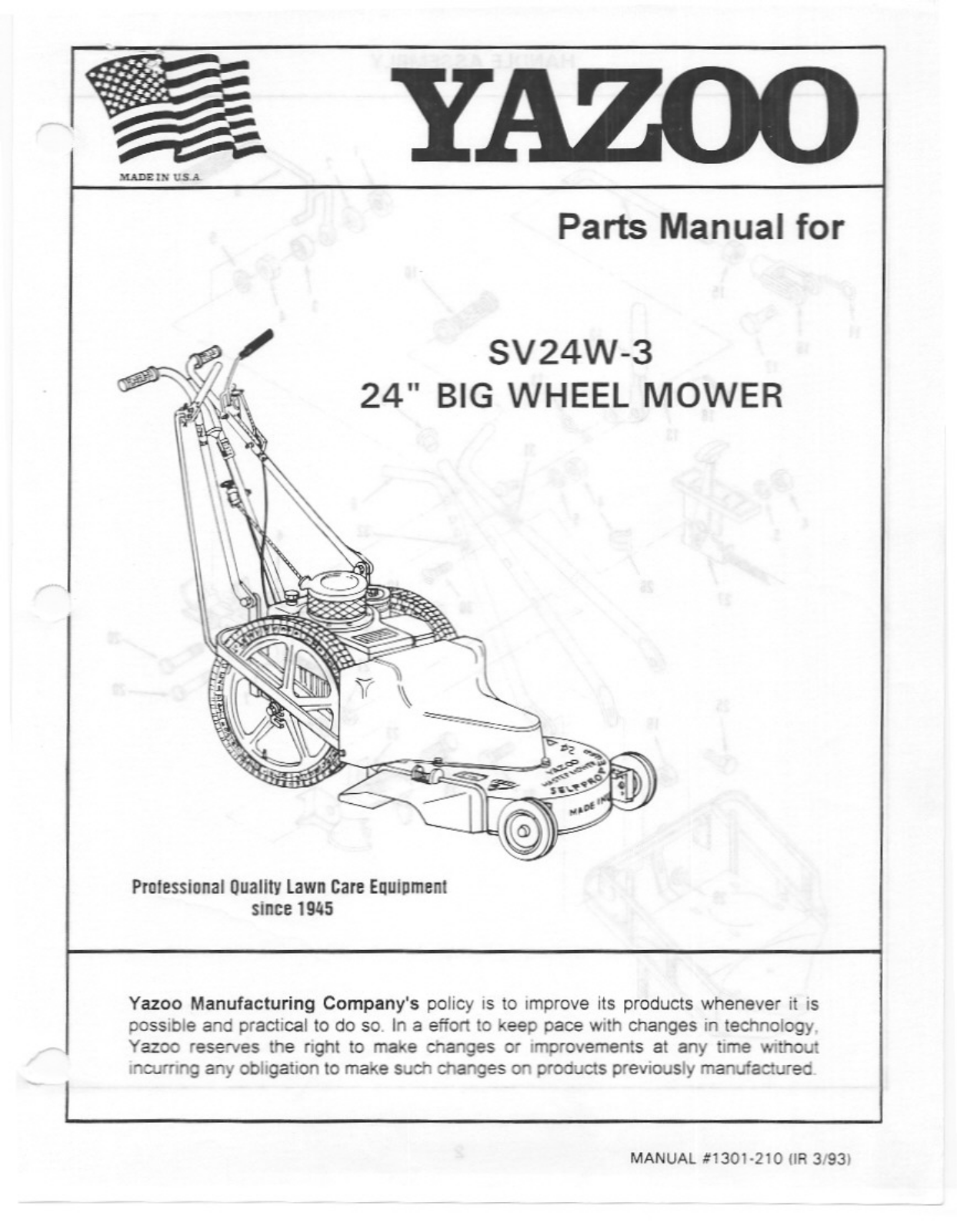 Yazoo/Kees SV24W-3 User Manual