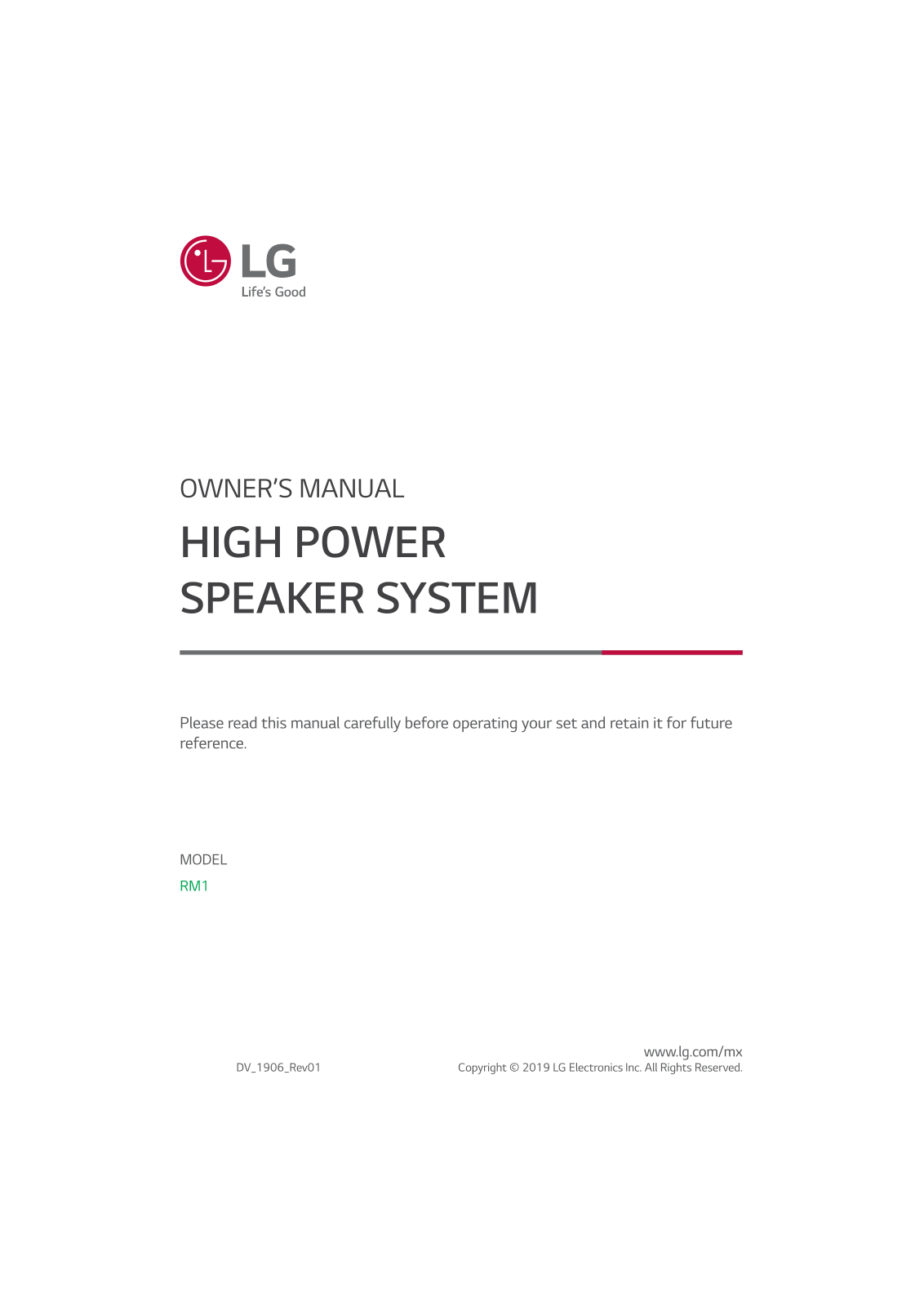 LG RM1 User Manual