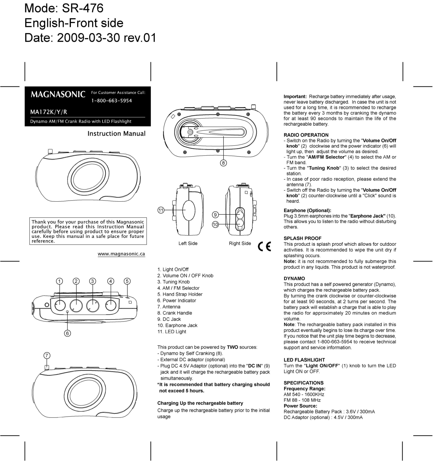 Magnasonic MA172K User Manual