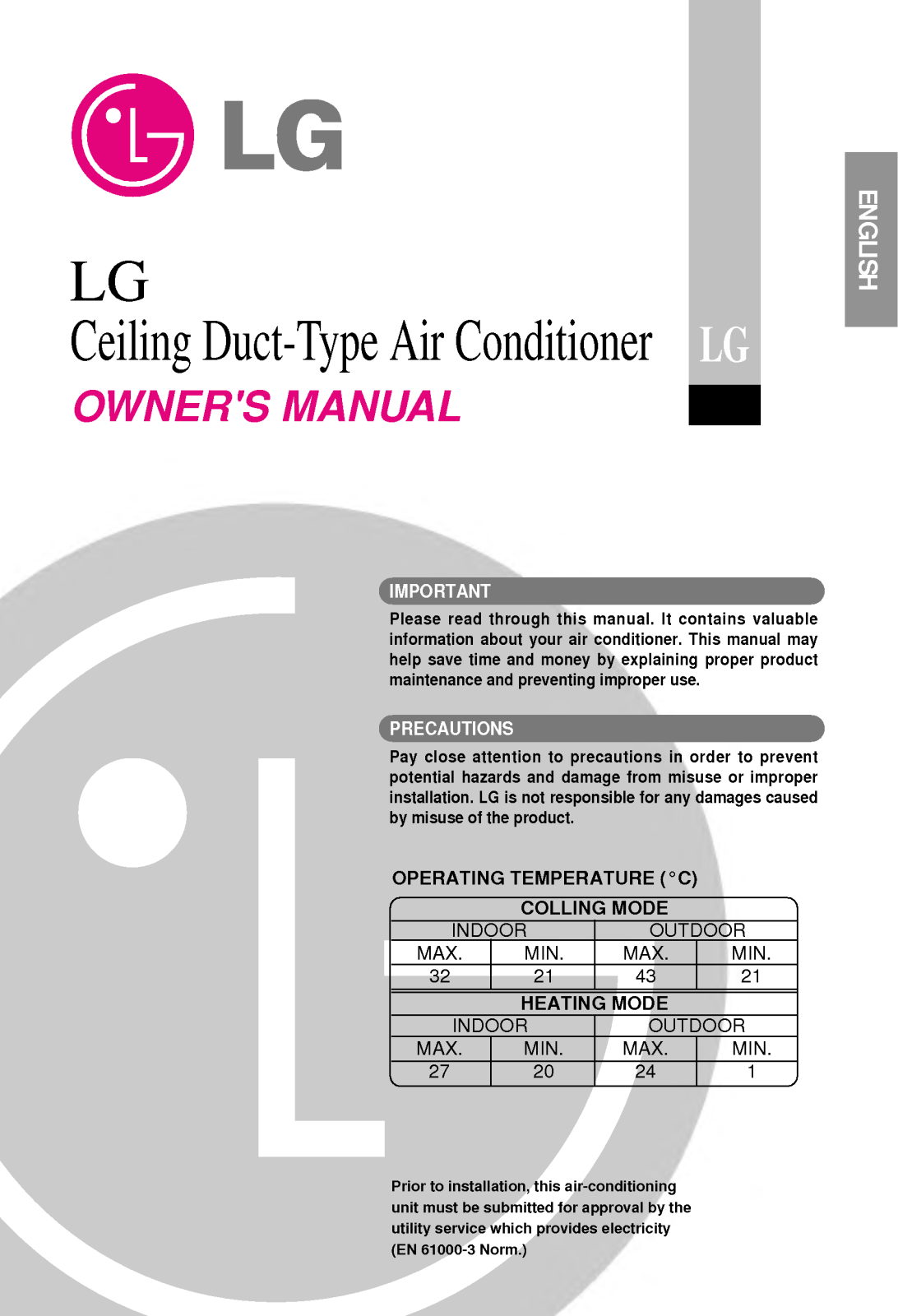 LG LB-H2461BL, LB-H1861BL, LBNH2460BL User Manual