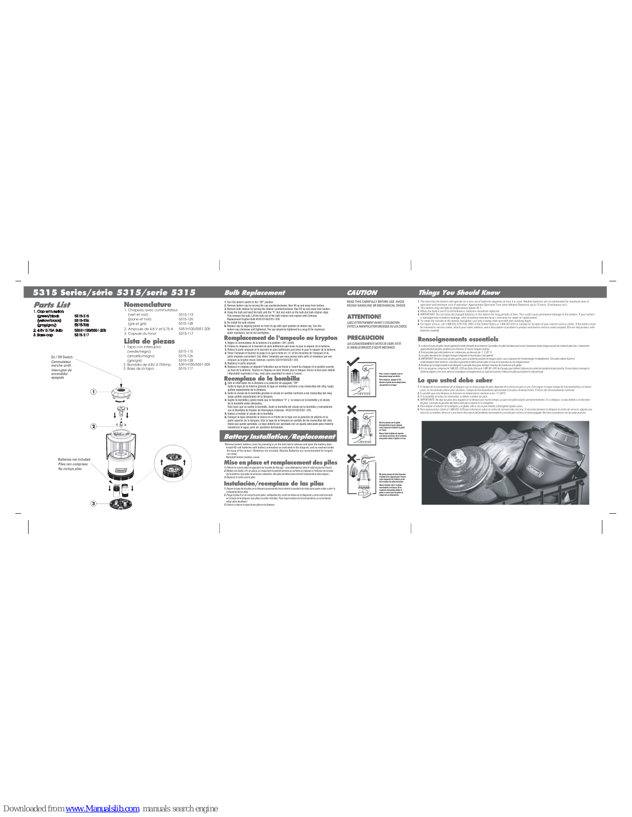 Coleman 5315 Series, Pack-Away 5315 Series Instructions Manual