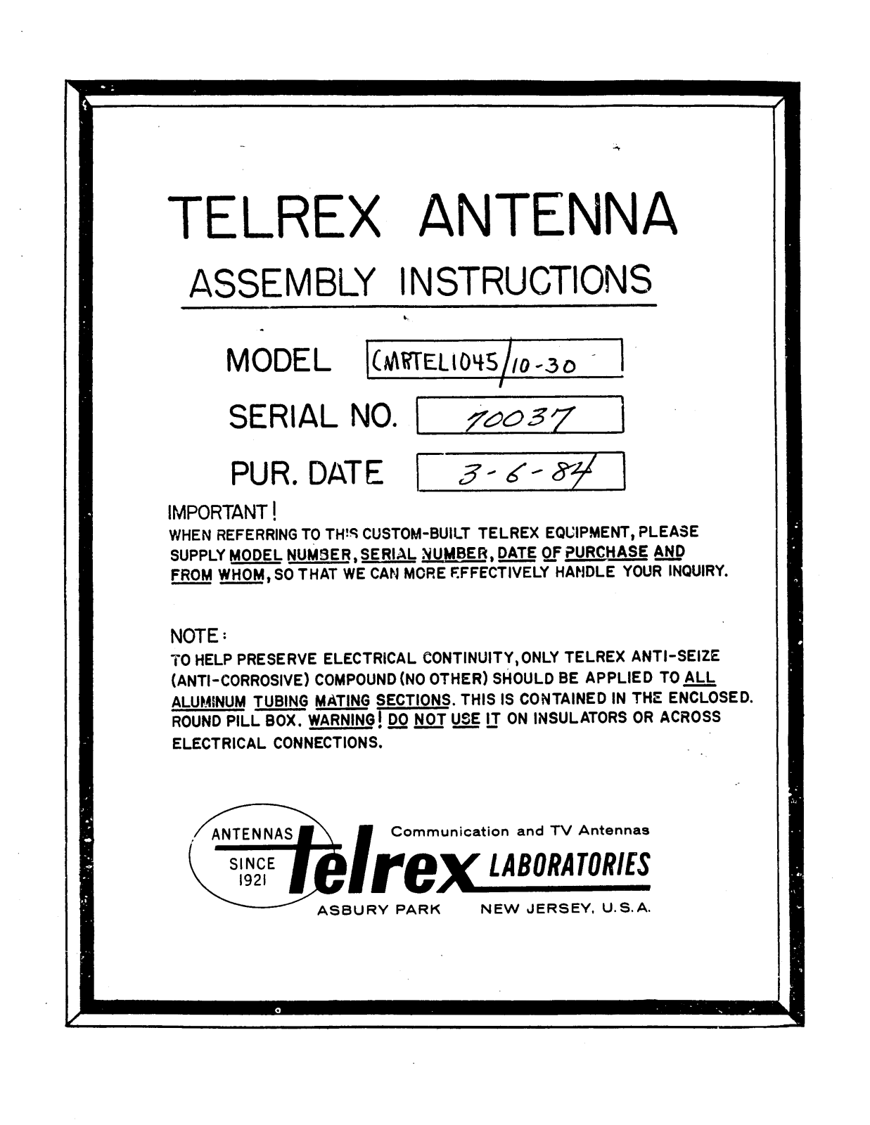 Telrex MRTEL1045 User guide - ManualMachine.com