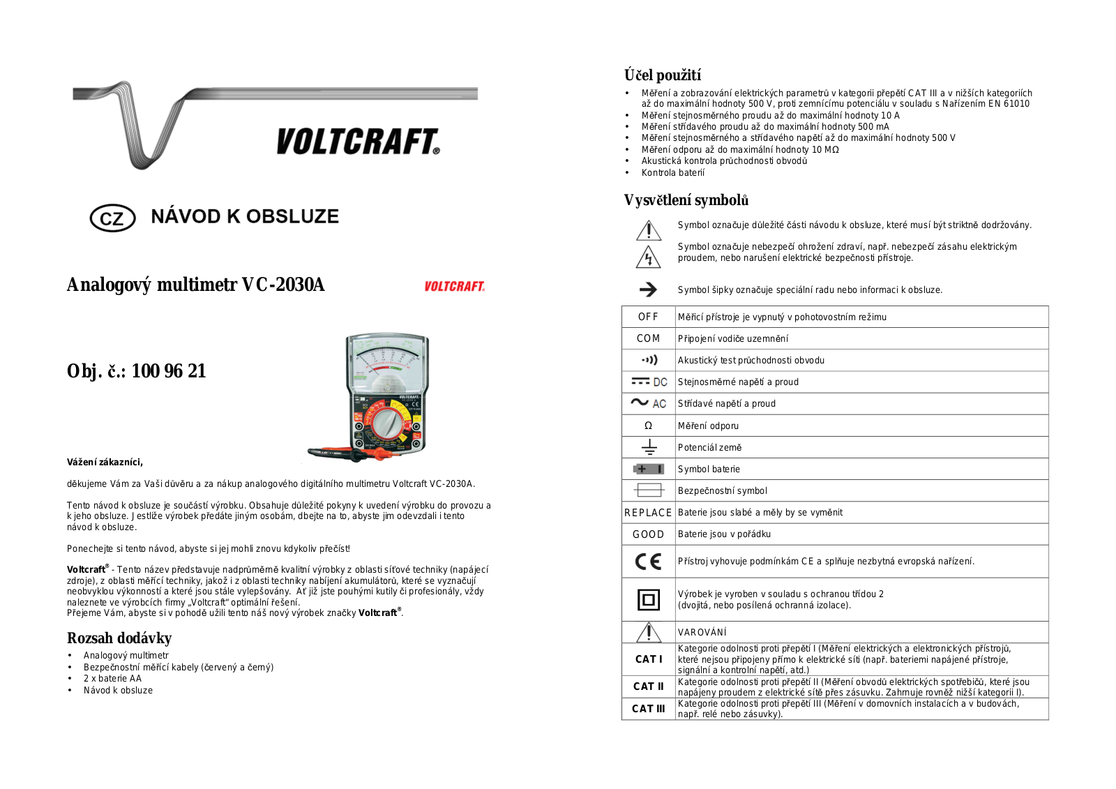 VOLTCRAFT VC-2030A User guide