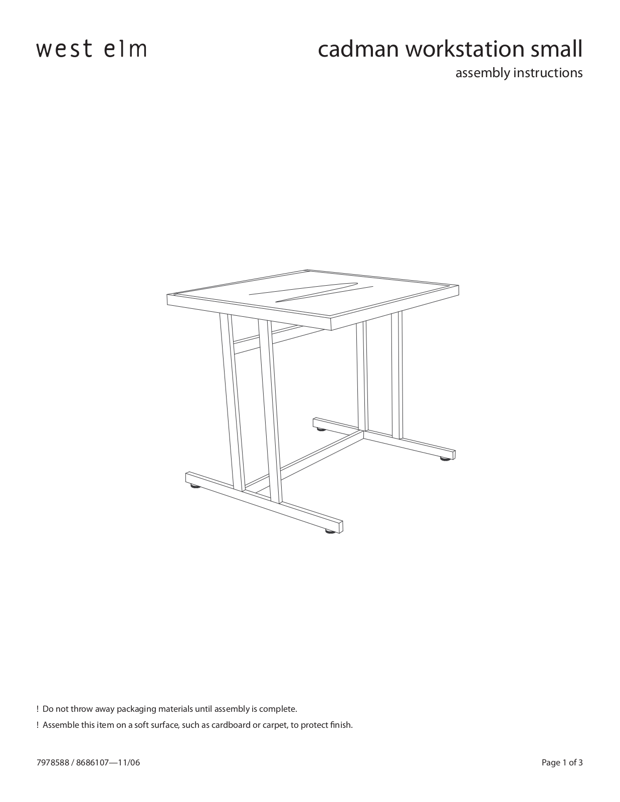 West Elm Cadman Small Workstation Assembly Instruction