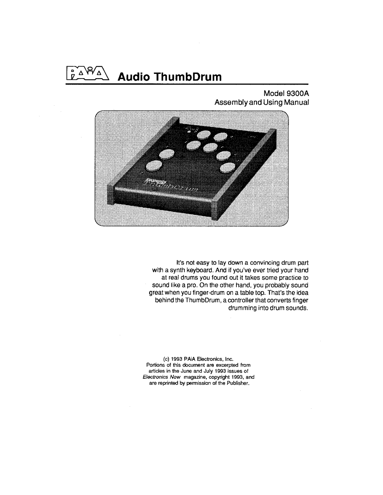 PAiA Electronics 9300A User's Manual