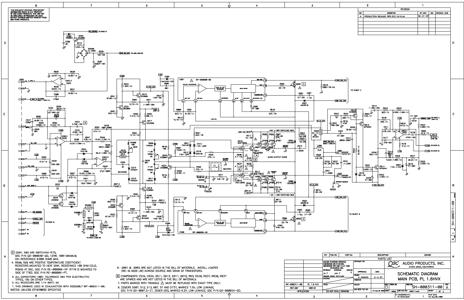 QSC PL-1.6-HV Schematic