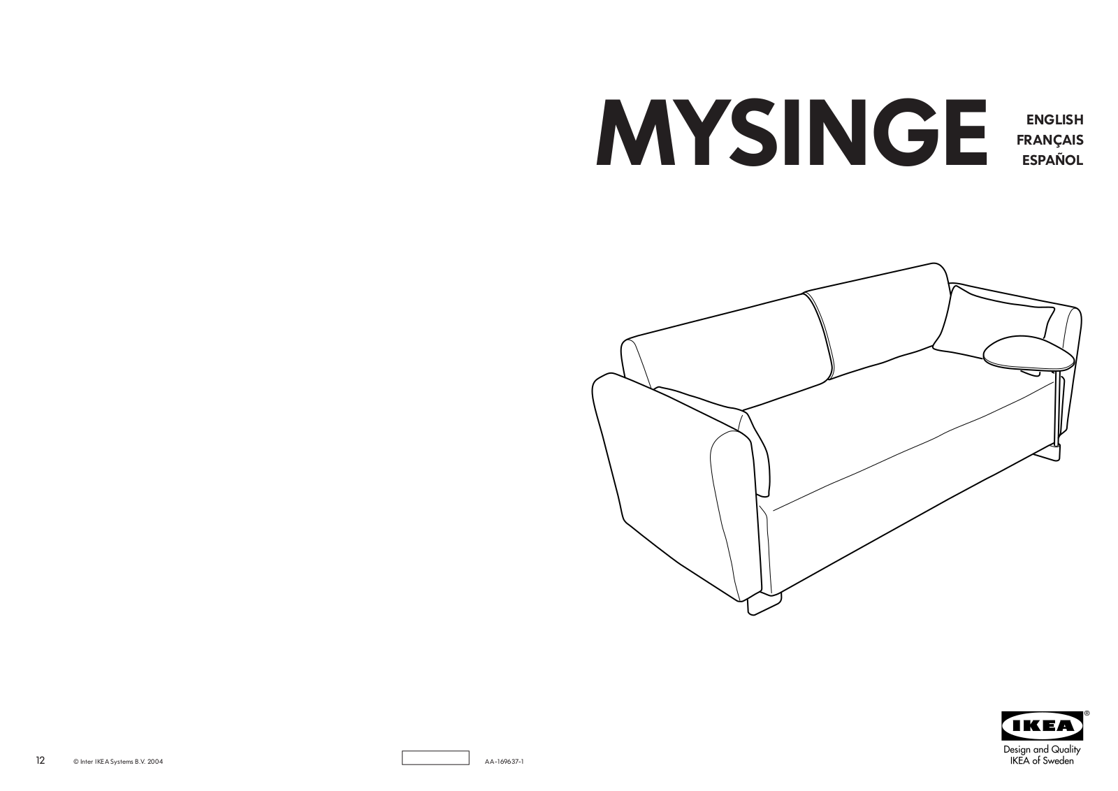 IKEA MYSINGE LOVESEAT FRAME Assembly Instruction