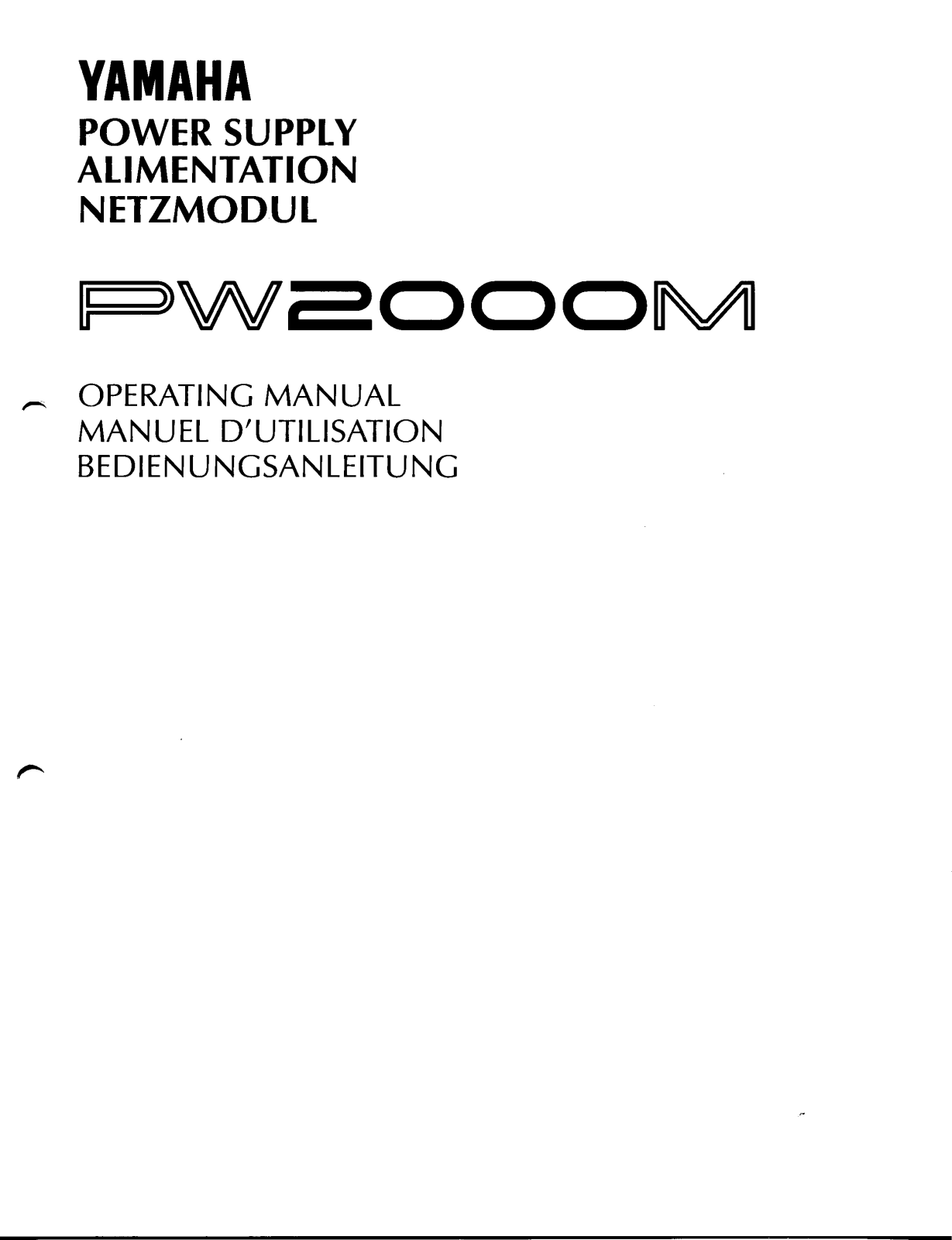 Yamaha PW2000M User Manual