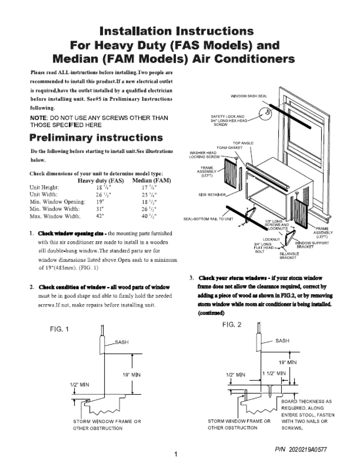 Frigidaire CAHE18ERB, CAHE18ERA, CAE29ERB, CAE29ERA, CAE25ESRB Installation Guide