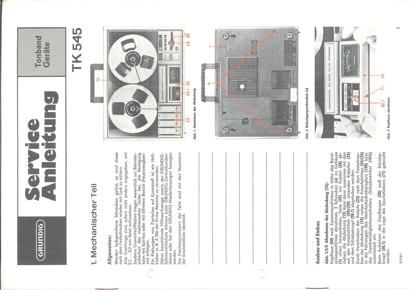 Grundig TK-545 Service Manual