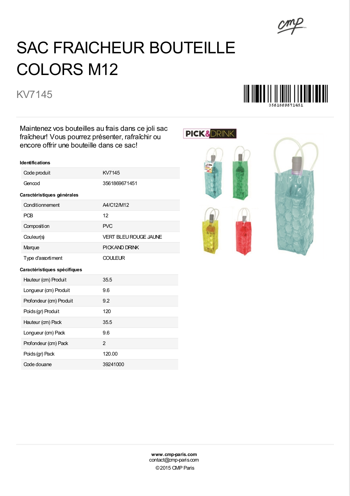 CMP Paris KV7145 Product sheet